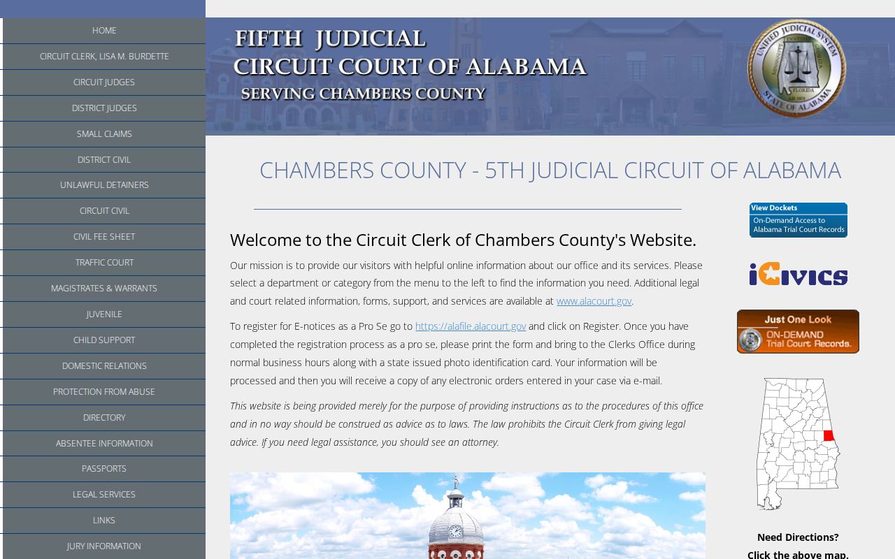 Chambers County Fifth Judicial Circuit court information site