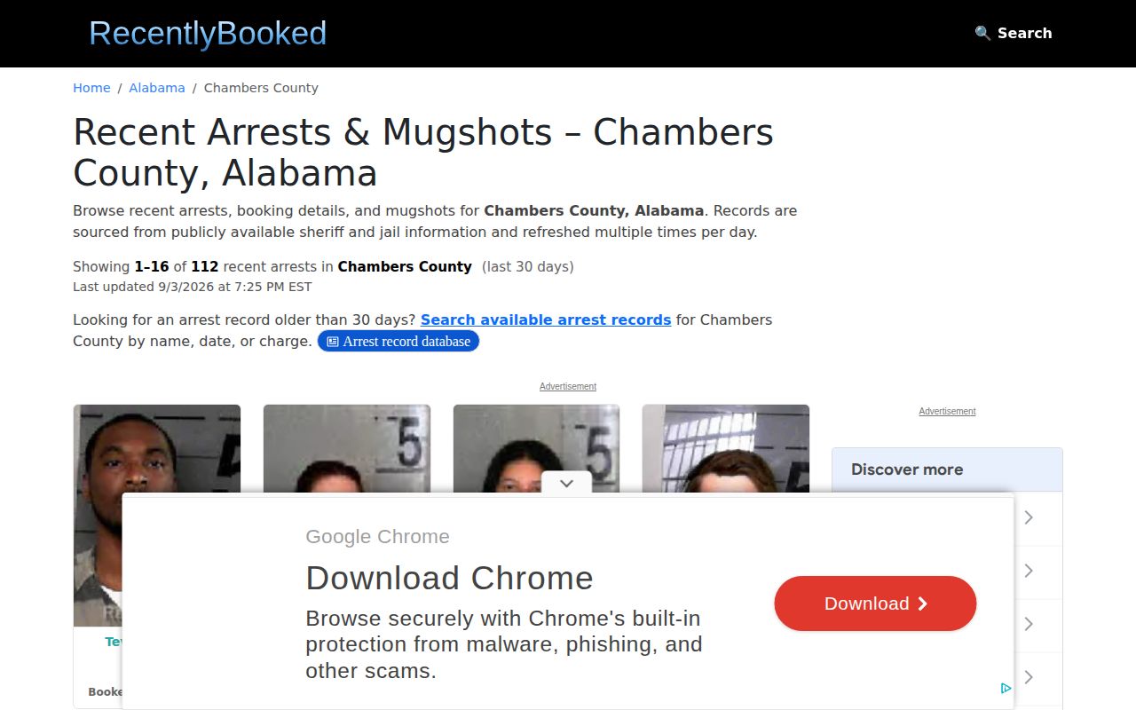 RecentlyBooked Chambers County Alabama section